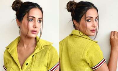 TV actress Hina Khan was seen in a lemon green outfit and space buns at Box Cricket League.&amp;nbsp;