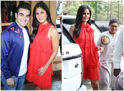 Katrina Kaif, who will be seen next in the Salman Khan starrer Bharat, painted a pretty picture in orange as she shot for Arbaaz Khan's show Pinch.