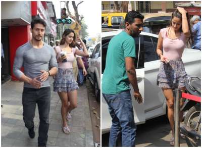 Bharat actress Disha Patani was spotted with rumoured boyfriend Tiger Shroff in Mumbai on Sunday.