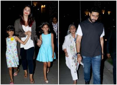 Bollywood power couple Aishwarya Rai Bachchan and Abhishek Bachchan were spotted having a gala time with family after casting their votes in the Lok Sabha elections.