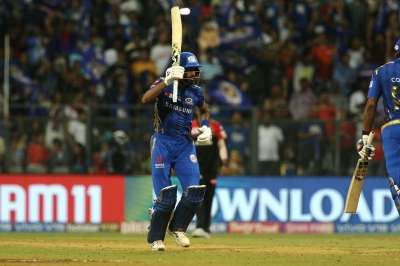 Hardik Pandya produced a sensational late cameo of 37 not out off just 16 balls as he guided Mumbai Indians to a five-wicket win over Royal Challengers Bangalore in an IPL match on Monday.