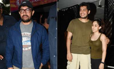 Aamir Khan and his wife Kiran Rao were spotted in Juhu to attend their son Junaid Khan's play.&amp;nbsp;&amp;nbsp;