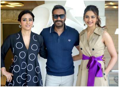 The star cast of the film including Ajay Devgn, Tabu and Rakul Preet Singh, is busy with the promotions. Check out how they made a fashion statement at the Delhi promotion tour.&amp;nbsp;