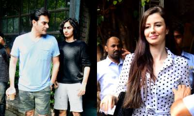 Arbaaz Khan was spotted outside a cafe with son Arhaan Khan and girlfriend Giorgia Andriani today.