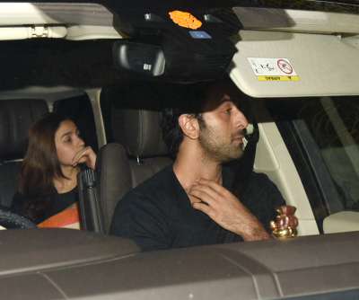 Bollywood couple Ranbir Kapoor and Alia Bhatt were spotted together outside Karan Johar's house in Tuesday evening.&amp;nbsp;