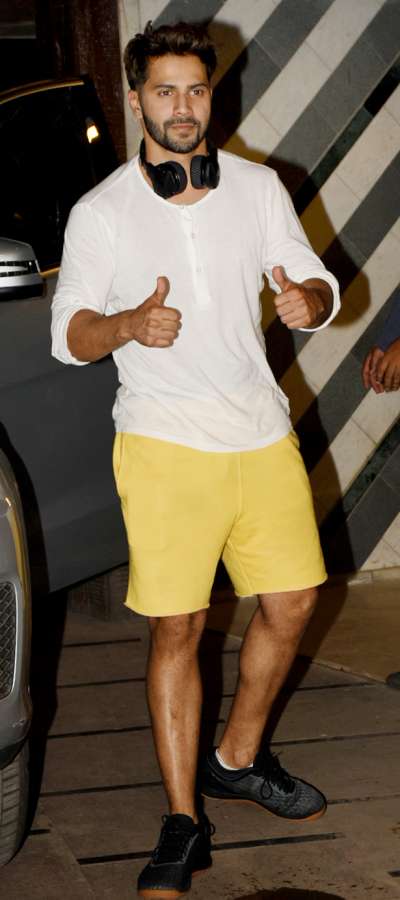 Varun Dhawan looked uber cool in white and yellow as he got clicked after his workout session