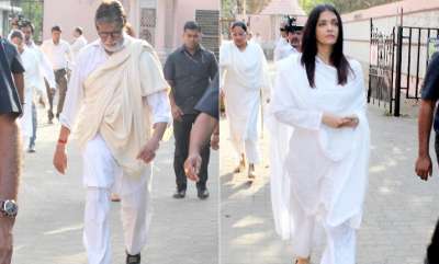 Aishwarya Rai Bachchan and Amitabh Bachchan arrived at Vile Parle for Sheetal Jain's last rites