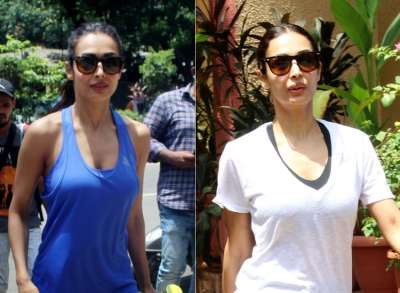 Malaika Arora raises the temperature with her two different looks as shteppe dout for her Yoga sessions on International Yoga Day