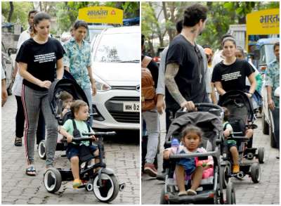 Sunny Leone and husband Daniel Weber were spotted spending quality time with their kids in Mumbai on Friday.
