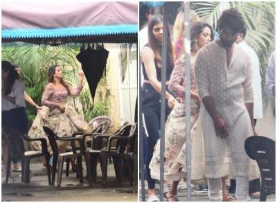 Shahid Kapoor and wife Mira Rajput were clicked outside in Mehmood Studios Mumbai on Tuesday.