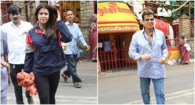 Soap queen Ekta Kapoor visited a temple in Juhu with father Jeetendra.