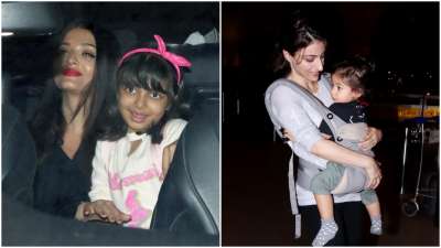 Bollywood celebrities Aishwarya Rai Bachchan and Soha Ali Khan were spotted at the Mumbai airport on Wednesday with their darling daughters.&amp;nbsp;