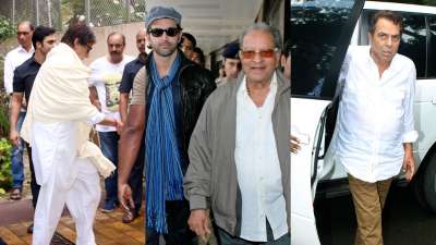 Veteran filmmaker and Hrithik's maternal grandfather J Om Prakash breathed his last at the age of 93 in Mumbai.&amp;nbsp; Celebrities have started arriving at his residence to pay their last respect.