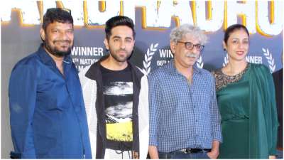 The film Andhadhun starring Ayushmann Khurrana won big at the 66th National Film Awards. The film got the national award for Best Hindi Film and actor Ayushmann Khurrana received the national award for Best Actor. The cast and crew of the film Andhadhun got together to celebrate the film's success at the 66th National Film Awards.&amp;nbsp;