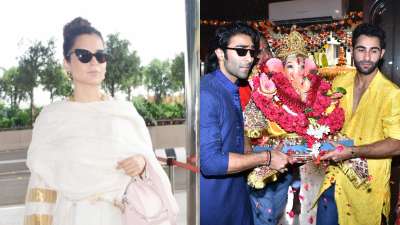 Kangana Ranaut clicked at airport, Aadar and Armaan Jain's Ganpati Visarjan