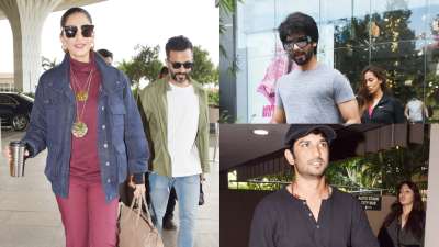 Sonam Kapoor-Anand Ahuja and Sushant Singh Rajput-Rhea Chakraborty were papped at the airport. Shahid and Mira were also spotted together by our paps.