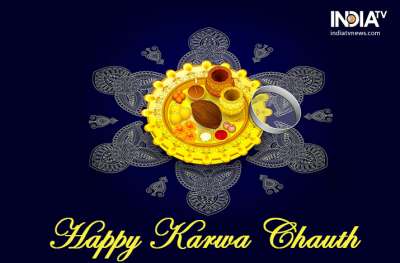 Indian happy karwa chauth festival greeting card Vector Image