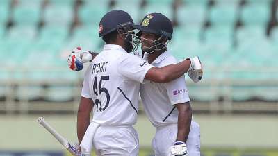 Rohit Sharma and Mayank Agarwal put India on top after day one