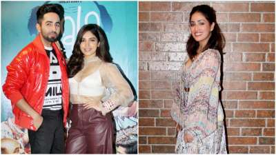 Bala stars Ayushmann Khurrana, Bhumi Pednekar, Yami Gautam promoted their movie in style in Mumbai on Wednesday.