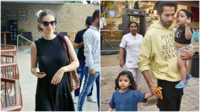 While actor Shahid Kapoor was clicked with his kids, Kalki Koechlin made quite a style statement in black.