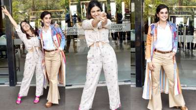 Taapsee Pannu and Bhumi Pednekar were spotted at promotions of Saand Ki Aankh