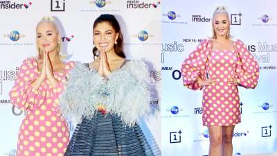 The American pop sensation Katy Perry was snapped with Bollywood actress Jacqueline Fernandez at a press conference before her Mumbai concert. Check out pictures below. (All Pictures By Yogen Shah)