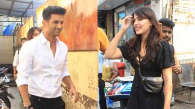 Rumoured lovebirds Rhea Chakraborty and Sushant Singh Rajput got clicked together in the city. Check out their latest photos. (Photo Courtesy- Yogen Shah)