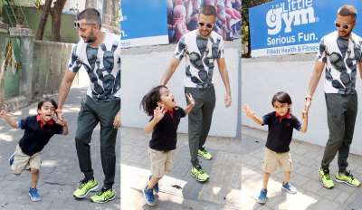 Riteish Deshmukh is a proud father of two sons-Riaan and Rahyl. On Friday,&amp;nbsp; our paps spotted the actor outside Rahyl's play school and by looking at the photos,&amp;nbsp; we can say that the munchkin is just like his father.