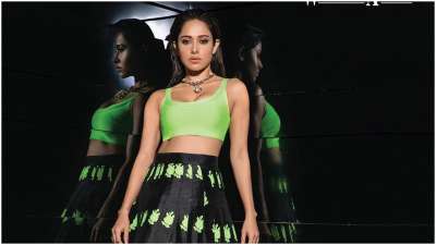 Nushrat Bharucha is a bold beauty in this green and black attire.