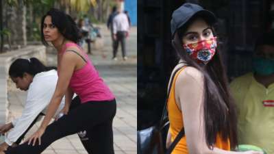 On one hand, Mallika Sherawat stepped out for the morning walk with her friend in Bandra, actress Adah Sharma went grocery shopping on Tuesday.&amp;nbsp; [Photos Courtesy- Yogen Shah]