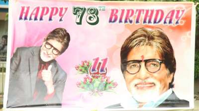 Happy Birthday Big B! Bouquets to posters, here's how fans celebrated outside Jalsa