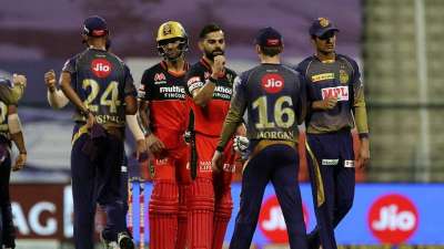 Royal Challengers Bangalore (RCB) on Wednesday cruised to a facile eight-wicket win over Kolkata Knight Riders (KKR) at the Sheikh Zayed Stadium. They chased down the target with a whopping 39 balls to spare.