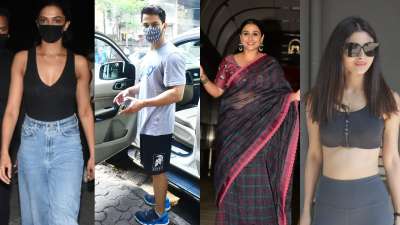 Bollywood Pics: Deepika, Siddhant snap after shooting, Vidya Balan at Roy film office to Mouni's dance class look