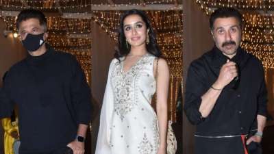 Bollywood celebs including&amp;nbsp;Shraddha, Anil Kapoor, Sunny Deol &amp;amp; others galore at Padmini Kolhapure's son at Priyaank Sharma and Shaza Morani's wedding.