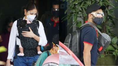 Bollywood actress Anushka Sharma and he4r husband Virat Kohli returned to Mumbai with their daughter Vamika
