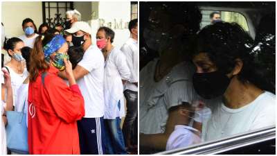 Mandira Bedi during the last rites of her husband Raj Kaushal.&amp;nbsp;