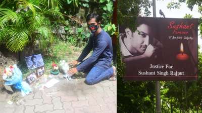 Sushant Singh Rajput death anniversary: Fans light candles, pay tribute outside actor's residence&amp;nbsp;