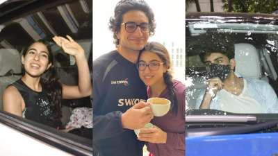 In PICS: Sara Ali Khan, brother Ibrahim spend family time at Kareena and Saif's house