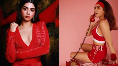 Khushi Kapoor never fails to stun with her Instagram post and latest post is no different. Here're some pics of her slaying in red coloured outfits!