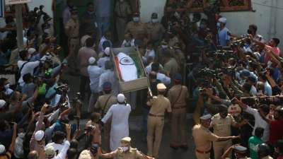 In Pics: Dilip Kumar's mortal remains wrapped in tricolor as legendary actor embarks final journey