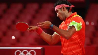 Veteran Indian table tennis player A Sharath Kamal overcame a sluggish start to beat Portugal's Tiago Polonia in the men's singles second round. Sharath struggled in the first game but pulled himself up just in time to win 2-11 11-8 11-5 9-11 11-6 11-9 in 49 minutes to set up a clash with defending champion Ma Long from China.