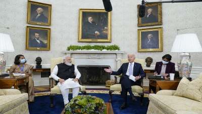 Prime Minister Narendra Modi's first in-person meeting with US President Joe Biden at White House.&amp;nbsp;
&amp;nbsp;