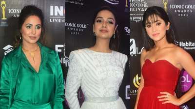 Gold Awards 2021: Hina Khan, Divya Agarwal &amp;amp; others bring their fashion A-game to red carpet | PICS