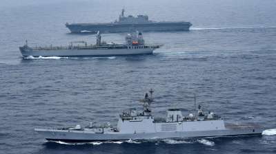 The Indian Navy deployed its frontline warships INS Ranvijay and INS Satpura, a submarine and a fleet of P8I long range maritime patrol aircraft for the exercise.