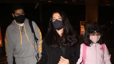 Aishwarya Rai, Abhishek Bachchan with daughter Aaradhya jet off for international trip | PICS