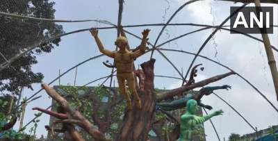 In the wake of COVID 2nd wave-induced oxygen crisis, a tree-themed pandal has been set up in Birbhum, West Bengal. &quot;Second wave taught us the importance of oxygen whose main source is trees. This is why our theme plays around nature this time,&quot; said Pinaki Lal, Pandal owner. &quot;People should not take oxygen for granted and the importance of trees, nature, likewise,&quot; Pinaki Lal added