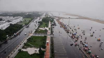 A view of Marina Beach following heavy rain in Chennai