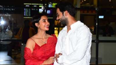 Newlyweds Patralekhaa Paul and Rajkummar Rao were seen walking hand in hand as they came back to Mumbai after a lavish wedding in Chandigarh. On arriving in the city, the couple greeted the paparazzi and happily posed for them.
&amp;nbsp;