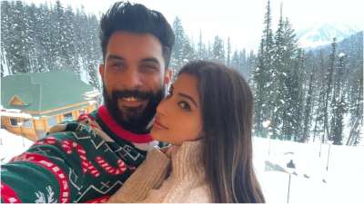 Mouni leans into her hubby Suraj Nambiar in this adorable picture from the honeymoon in Kashmir. The couple wed in Goa on Jan 27