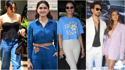 Friday was a busy one for the celebs as many of them were snapped at various points in the day promoting and shooting for their projects. Mrunal Thakur, Tara Sutaria, Tiger Shroff, Jasmin Bhasin and Neha Sharma were clicked in Mumbai